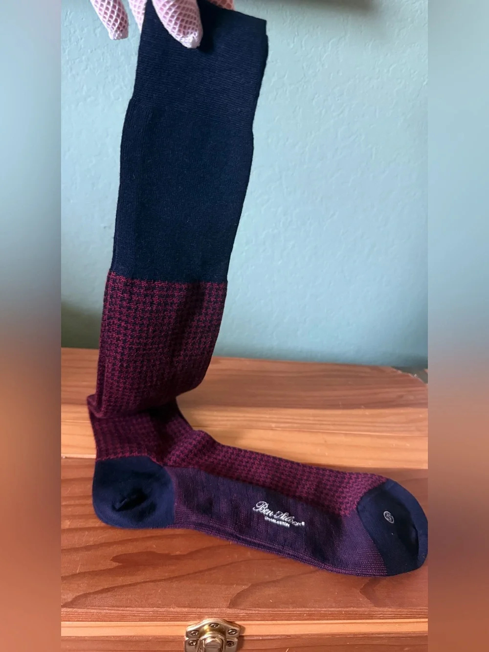 Ben Silver Charleston Mens Over the Calf Wool Blend Socks Size 12.5 Italy